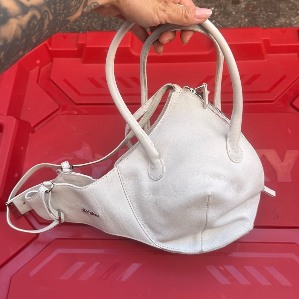 White Helmut Lang Bra Bag by Shayne Oliver
